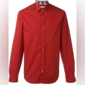 Men’s red Burberry Dress shirt long sleeve
